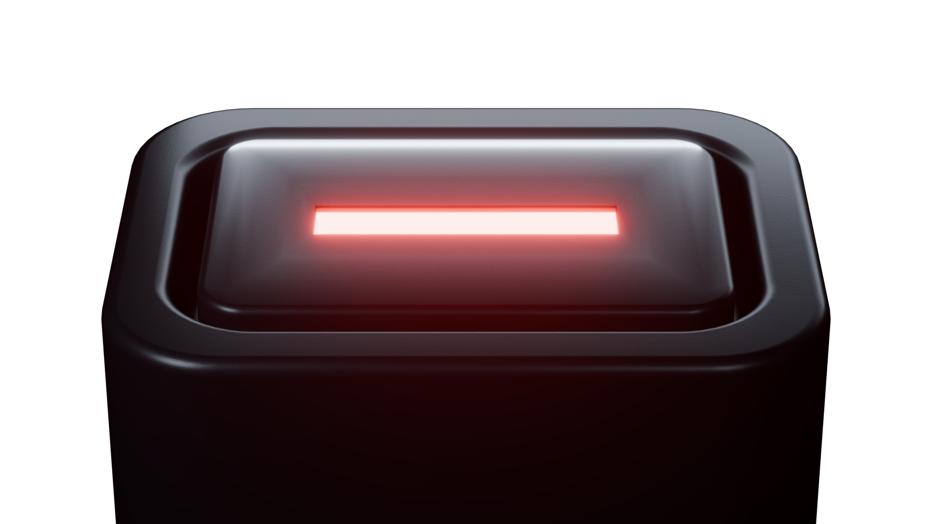 Close-up of a single Pattern Delay step button, a red LED bar glowing across its face